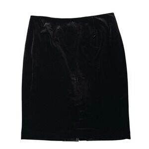 Calvin Klein Skirt Womens 8 Black Velvet Velour Pencil Fully Lined